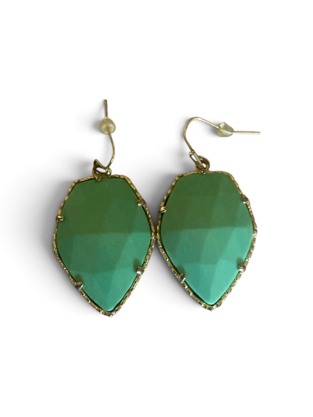 Kendra Scott Corey Drop Earrings Gold Mint Green Turquoise Chalcedony Rare VTG